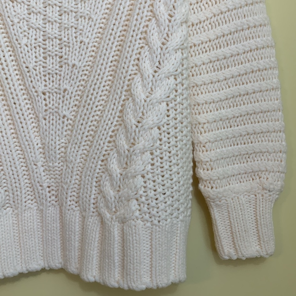 H & M | NWT Cream Chunky Knit Long Sleeve Cowl Neck Pointelle Sweater S - Picture 5 of 15